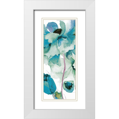 Indigo Petals 3 White Modern Wood Framed Art Print with Double Matting by Brown, Victoria