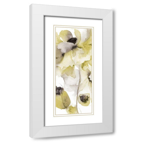 Gray Yellow Petals 2 White Modern Wood Framed Art Print with Double Matting by Brown, Victoria
