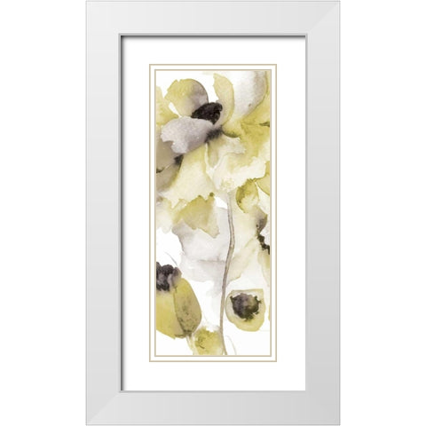 Gray Yellow Petals 2 White Modern Wood Framed Art Print with Double Matting by Brown, Victoria
