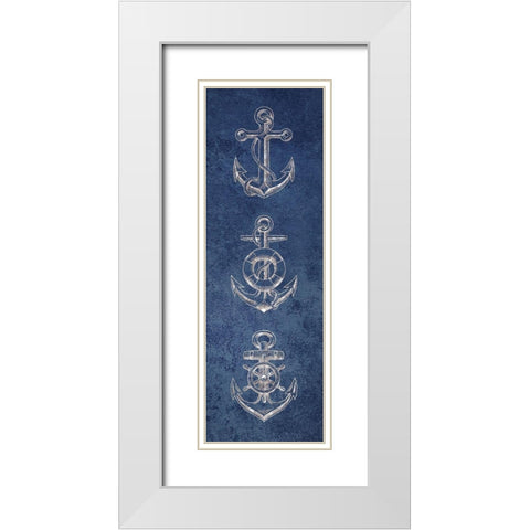Anchor Blues 1 White Modern Wood Framed Art Print with Double Matting by Brown, Victoria