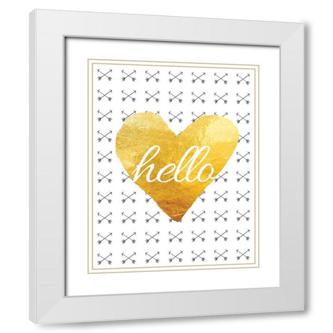 Hello 2 White Modern Wood Framed Art Print with Double Matting by Brown, Victoria