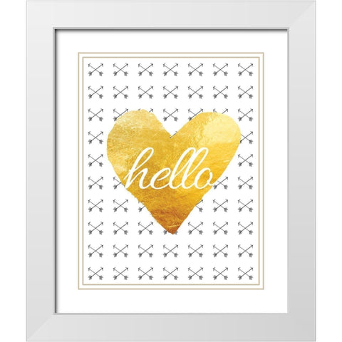 Hello 2 White Modern Wood Framed Art Print with Double Matting by Brown, Victoria