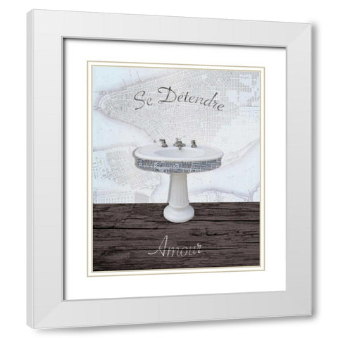 Mapped Bath Sink 1 White Modern Wood Framed Art Print with Double Matting by Brown, Victoria