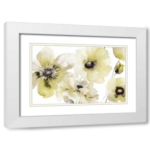 Gray Yellow Flora 3 White Modern Wood Framed Art Print with Double Matting by Brown, Victoria