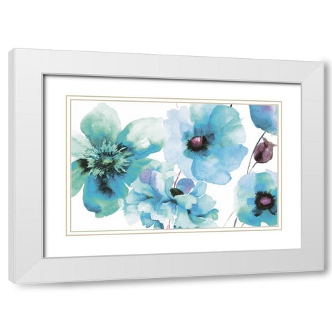 Indigo Hue Flora White Modern Wood Framed Art Print with Double Matting by Brown, Victoria