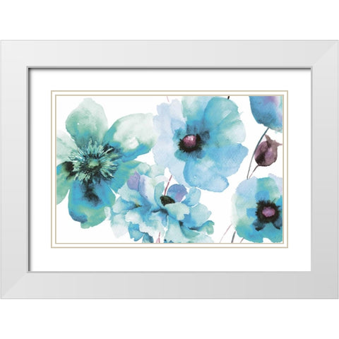 Indigo Hue Flora White Modern Wood Framed Art Print with Double Matting by Brown, Victoria