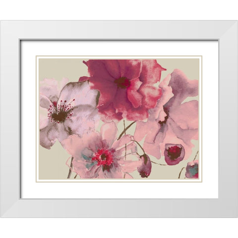 Flowering Pink Hues 2 White Modern Wood Framed Art Print with Double Matting by Brown,Victoria