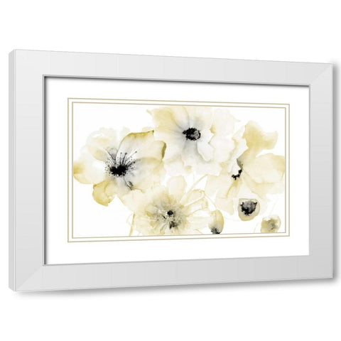 Gray Yellow Flora 4 White Modern Wood Framed Art Print with Double Matting by Brown, Victoria