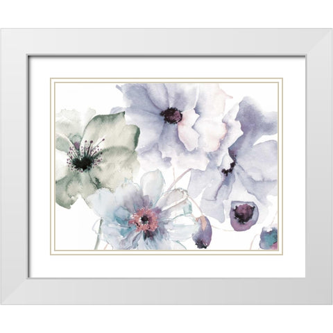 Flowering Blue Hues 2 White Modern Wood Framed Art Print with Double Matting by Brown, Victoria