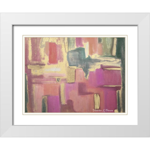 Abstract Pink White Modern Wood Framed Art Print with Double Matting by Brown, Victoria