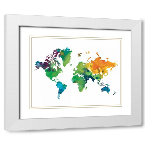 Watercolor Map White Modern Wood Framed Art Print with Double Matting by Brown, Victoria