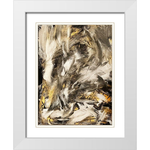Gold Black Silver White Modern Wood Framed Art Print with Double Matting by Brown, Victoria