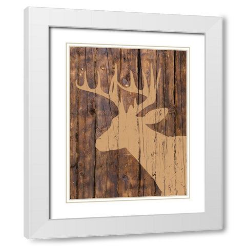 Wooden Deer White Modern Wood Framed Art Print with Double Matting by Brown, Victoria