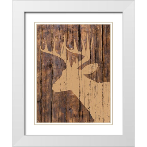 Wooden Deer White Modern Wood Framed Art Print with Double Matting by Brown, Victoria