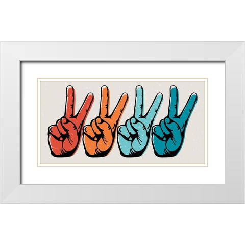 Retro Peace White Modern Wood Framed Art Print with Double Matting by Brown, Denise