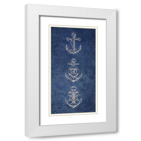 Anchor Coastal Blues 1 White Modern Wood Framed Art Print with Double Matting by Brown, Victoria