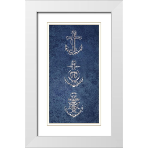 Anchor Coastal Blues 1 White Modern Wood Framed Art Print with Double Matting by Brown, Victoria
