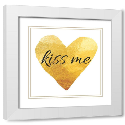 kiss me White Modern Wood Framed Art Print with Double Matting by Brown, Victoria