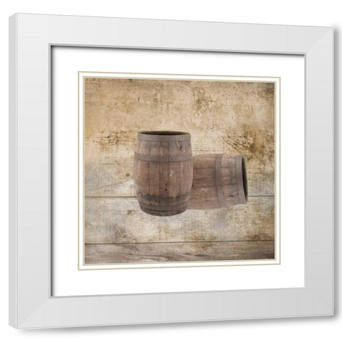 Wine Barrels White Modern Wood Framed Art Print with Double Matting by Brown, Victoria