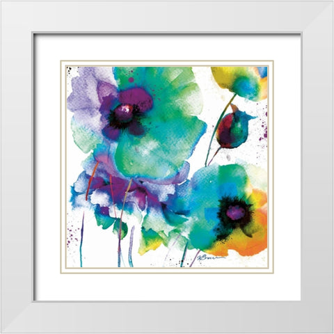 Color Flowers White Modern Wood Framed Art Print with Double Matting by Brown, Victoria