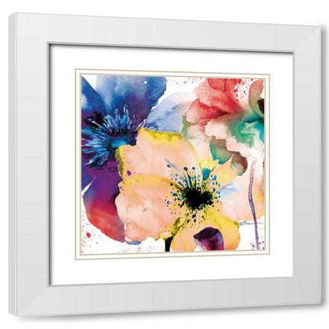 Color Flowers 2 White Modern Wood Framed Art Print with Double Matting by Brown, Victoria
