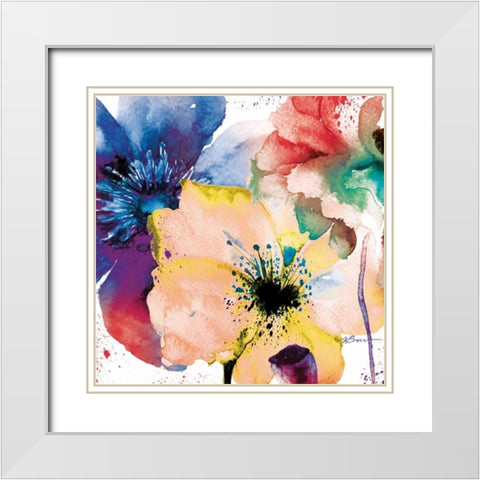Color Flowers 2 White Modern Wood Framed Art Print with Double Matting by Brown, Victoria