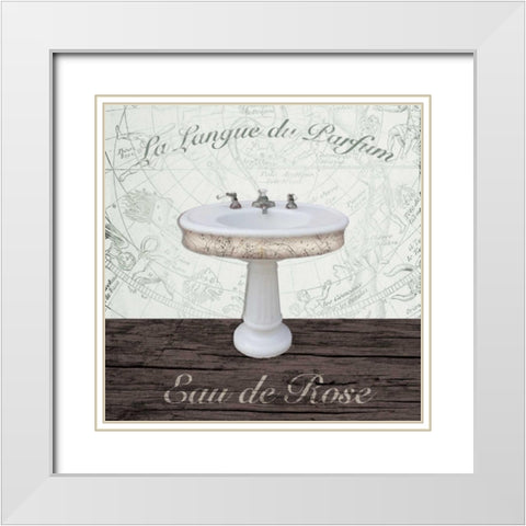 Mapped Bath Sink White Modern Wood Framed Art Print with Double Matting by Brown, Victoria