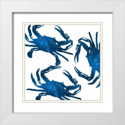 Navy Crab Collage White Modern Wood Framed Art Print with Double Matting by Brown, Victoria