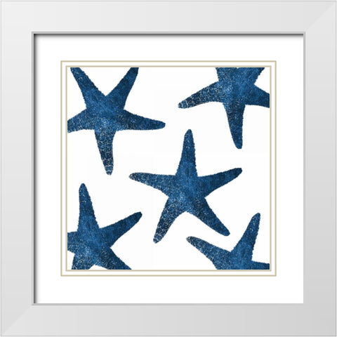 Navy Starfish Collage White Modern Wood Framed Art Print with Double Matting by Brown, Victoria