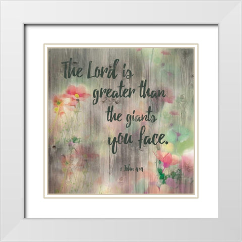 Lord Is Greater White Modern Wood Framed Art Print with Double Matting by Brown,Victoria