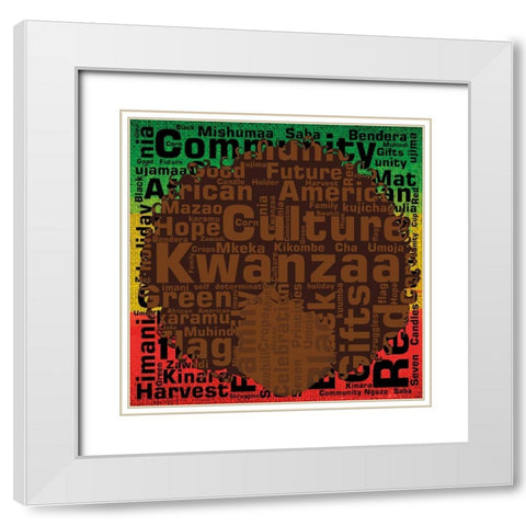 Kwanzaa Silhouette 1 White Modern Wood Framed Art Print with Double Matting by Brown, Victoria