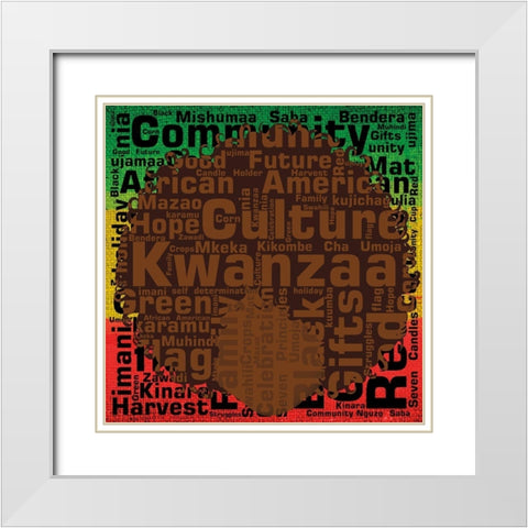 Kwanzaa Silhouette 1 White Modern Wood Framed Art Print with Double Matting by Brown, Victoria