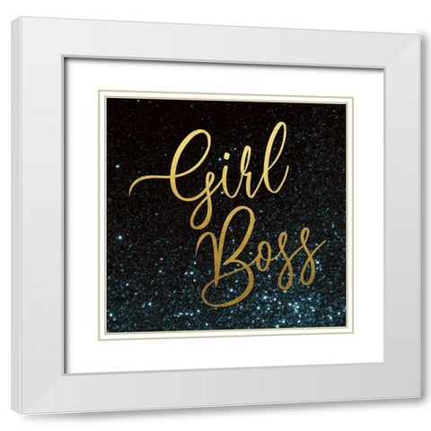 Girl Boss 1 White Modern Wood Framed Art Print with Double Matting by Lula Bijoux and Company