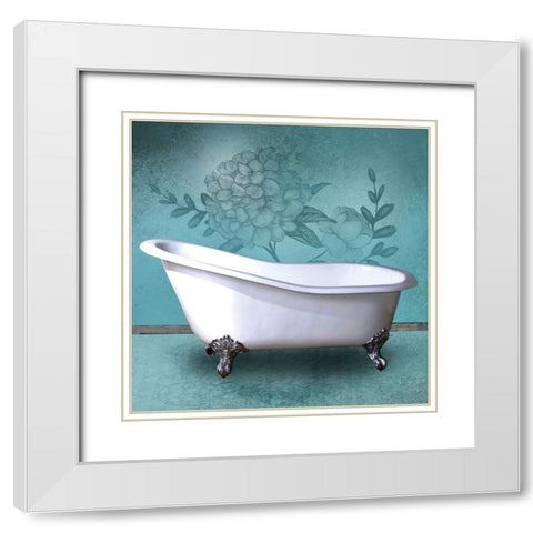 Aqua Tub White Modern Wood Framed Art Print with Double Matting by Brown, Victoria