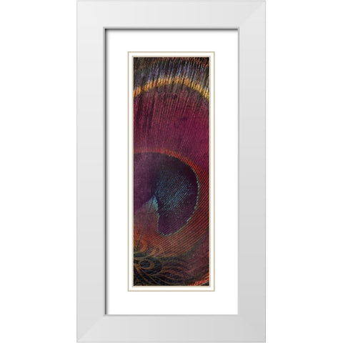 Fused Peacock 2 White Modern Wood Framed Art Print with Double Matting by Brown, Victoria