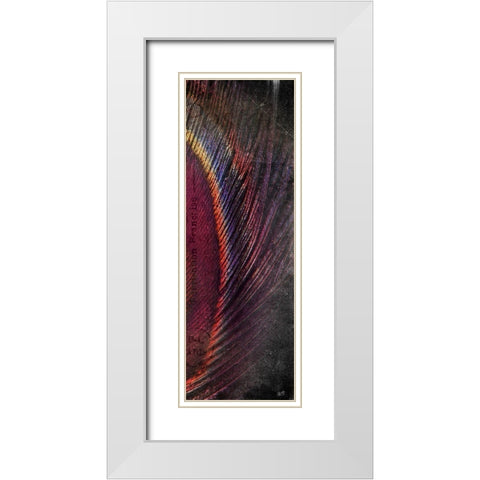 Fused Peacock 3 White Modern Wood Framed Art Print with Double Matting by Brown, Victoria