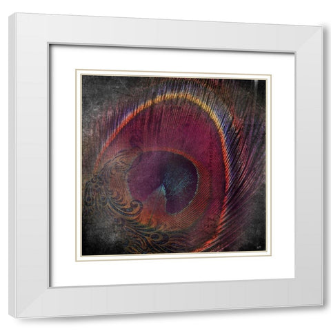 Peacock Distressed White Modern Wood Framed Art Print with Double Matting by Brown, Victoria