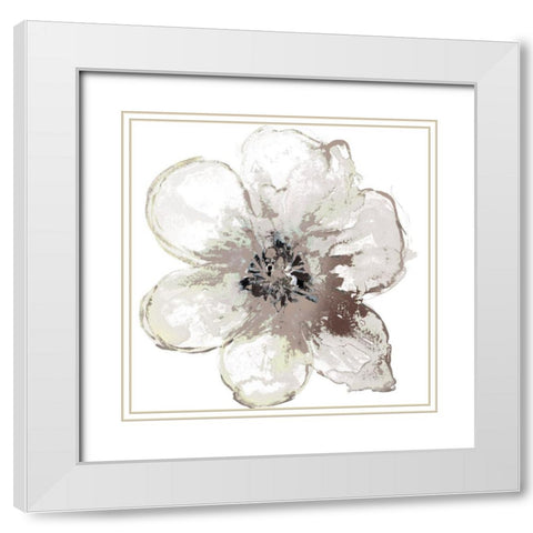 Floral-White White Modern Wood Framed Art Print with Double Matting by Brown, Victoria