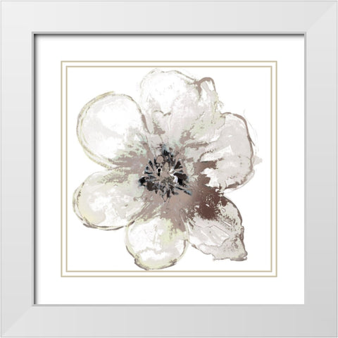 Floral-White White Modern Wood Framed Art Print with Double Matting by Brown, Victoria