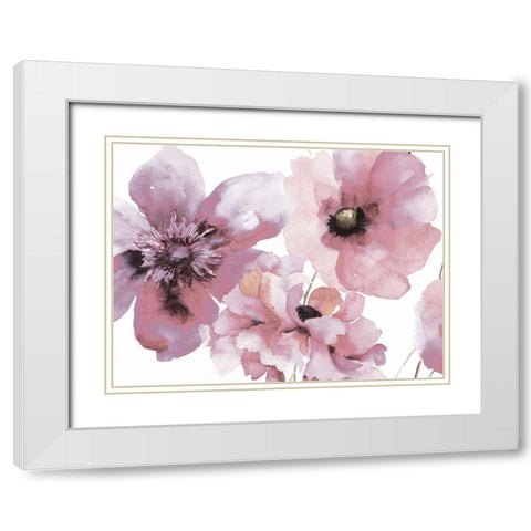 Flowering Pink Hues 1 White Modern Wood Framed Art Print with Double Matting by Brown,Victoria