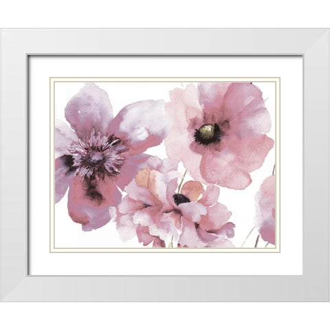 Flowering Pink Hues 1 White Modern Wood Framed Art Print with Double Matting by Brown,Victoria