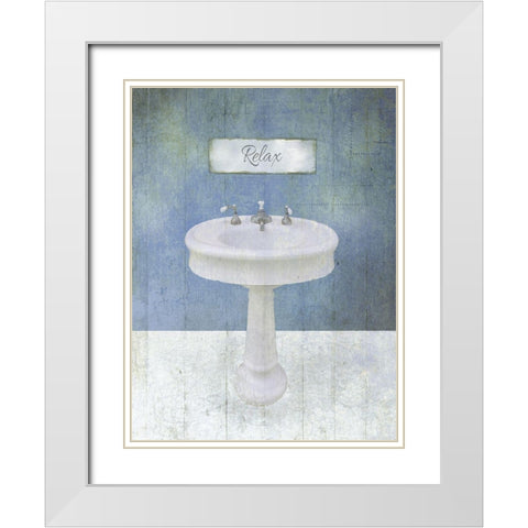 Relax Sink White Modern Wood Framed Art Print with Double Matting by Brown, Victoria
