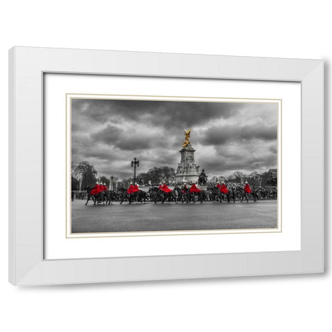 London Guards White Modern Wood Framed Art Print with Double Matting by Brown,Victoria
