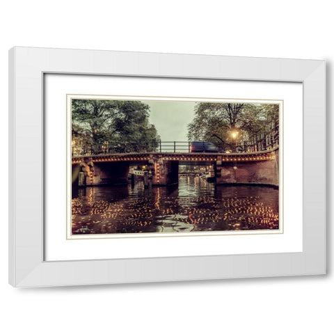 An Amterdam Bridge White Modern Wood Framed Art Print with Double Matting by Kostka, Vladimir