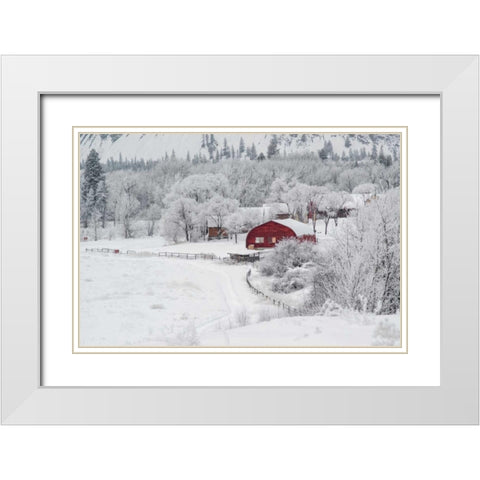 Farm In The Snow White Modern Wood Framed Art Print with Double Matting by Brown,Victoria