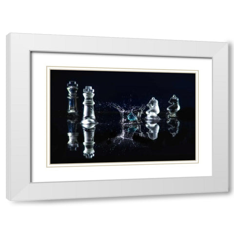 Chess Splash 1 White Modern Wood Framed Art Print with Double Matting by Kostka, Vladimir