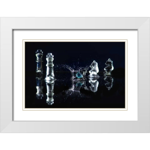 Chess Splash 1 White Modern Wood Framed Art Print with Double Matting by Kostka, Vladimir