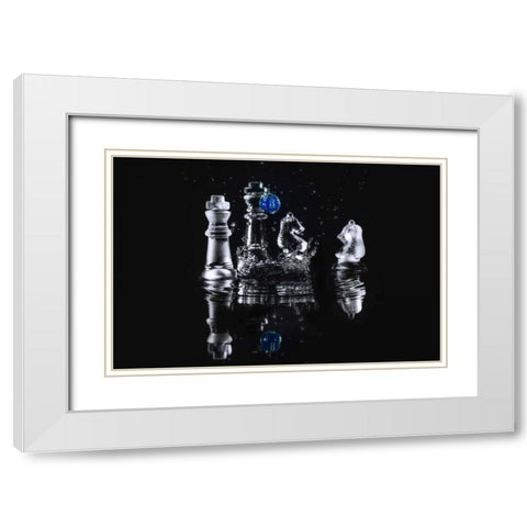 Chess Splash 2 White Modern Wood Framed Art Print with Double Matting by Kostka, Vladimir