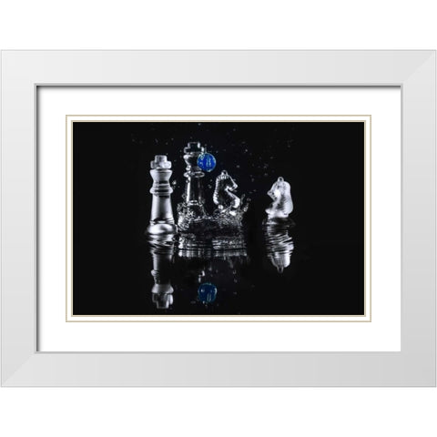 Chess Splash 2 White Modern Wood Framed Art Print with Double Matting by Kostka, Vladimir