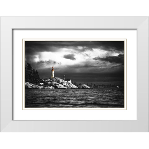 Lighthouse White Modern Wood Framed Art Print with Double Matting by Kostka, Vladimir